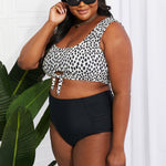 Marina West Swim Sanibel Crop Swim Top and Ruched Bottoms Set in Black-Evergreen Boutique