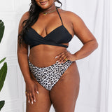 Marina West Swim Summer Splash Halter Bikini Set in Black-Evergreen Boutique