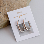 Silver Hoop - Large Rectangle - Earrings - Evergreen Boutique