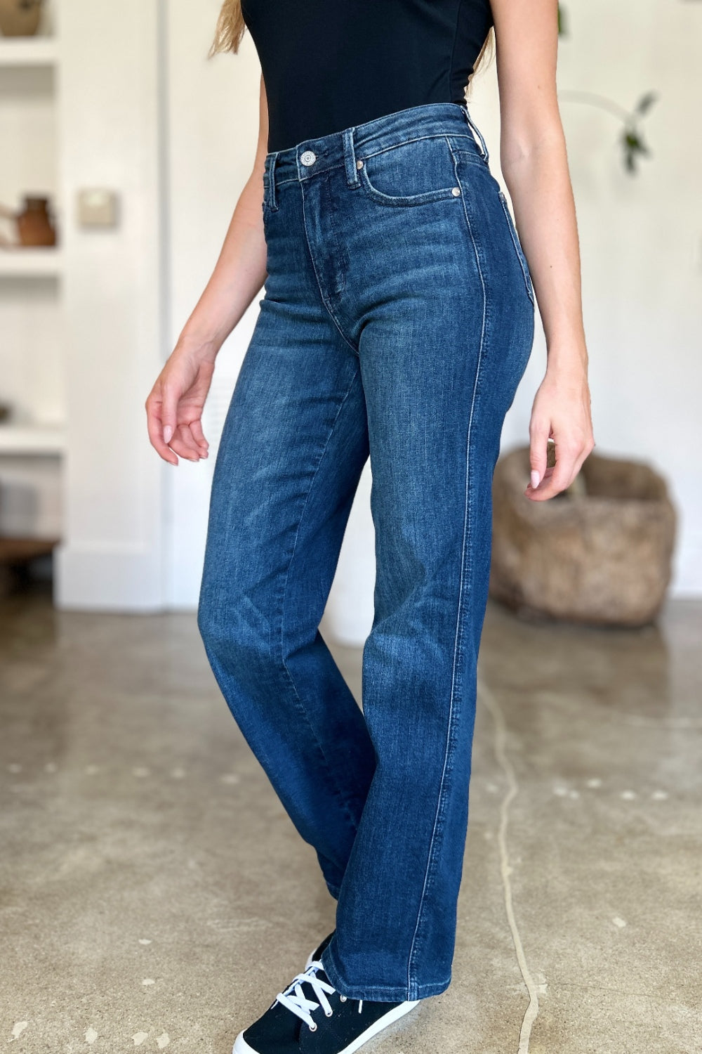 Judy Blue Full Size Tummy Control Straight Jeans-Evergreen Boutique