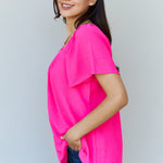 Ninexis Keep Me Close Square Neck Short Sleeve Blouse in Fuchsia-Evergreen Boutique