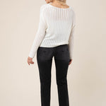 Variegated rib V neck sweater-Evergreen Boutique