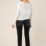 Variegated rib V neck sweater-Evergreen Boutique