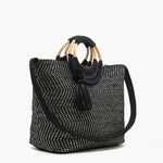 Midnight Lurex Wicker Handle Tote - Evergreen Boutique