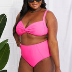 Marina West Swim Take A Dip Twist High-Rise Bikini in Pink-Evergreen Boutique