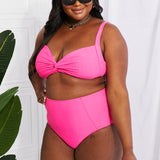 Marina West Swim Take A Dip Twist High-Rise Bikini in Pink-Evergreen Boutique