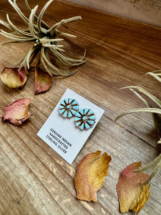 Cluster Earrings – White Opal & Sterling Silver