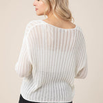 Variegated rib V neck sweater-Evergreen Boutique