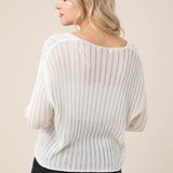 Variegated rib V neck sweater-Evergreen Boutique