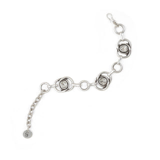 Handmade Pewter Double Loop Crystal Bracelet