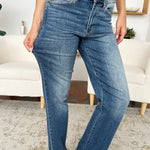 Judy Blue Full Size Mid Rise Release Hem Jeans - Evergreen Boutique