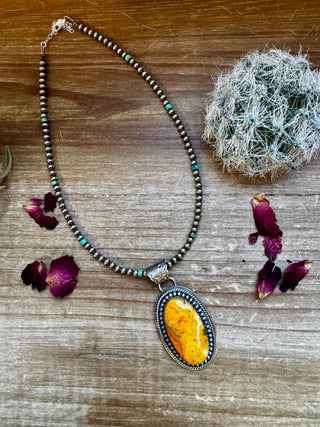 Oval Pendant - sterling silver with bumblebee jasper - Evergreen Boutique