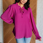 Candid Moment Ruffle Neckline Blouse - Evergreen Boutique