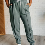 Center Seam Scuba Joggers in Ash Jade - Evergreen Boutique