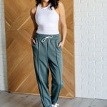 Center Seam Scuba Joggers in Ash Jade - Evergreen Boutique