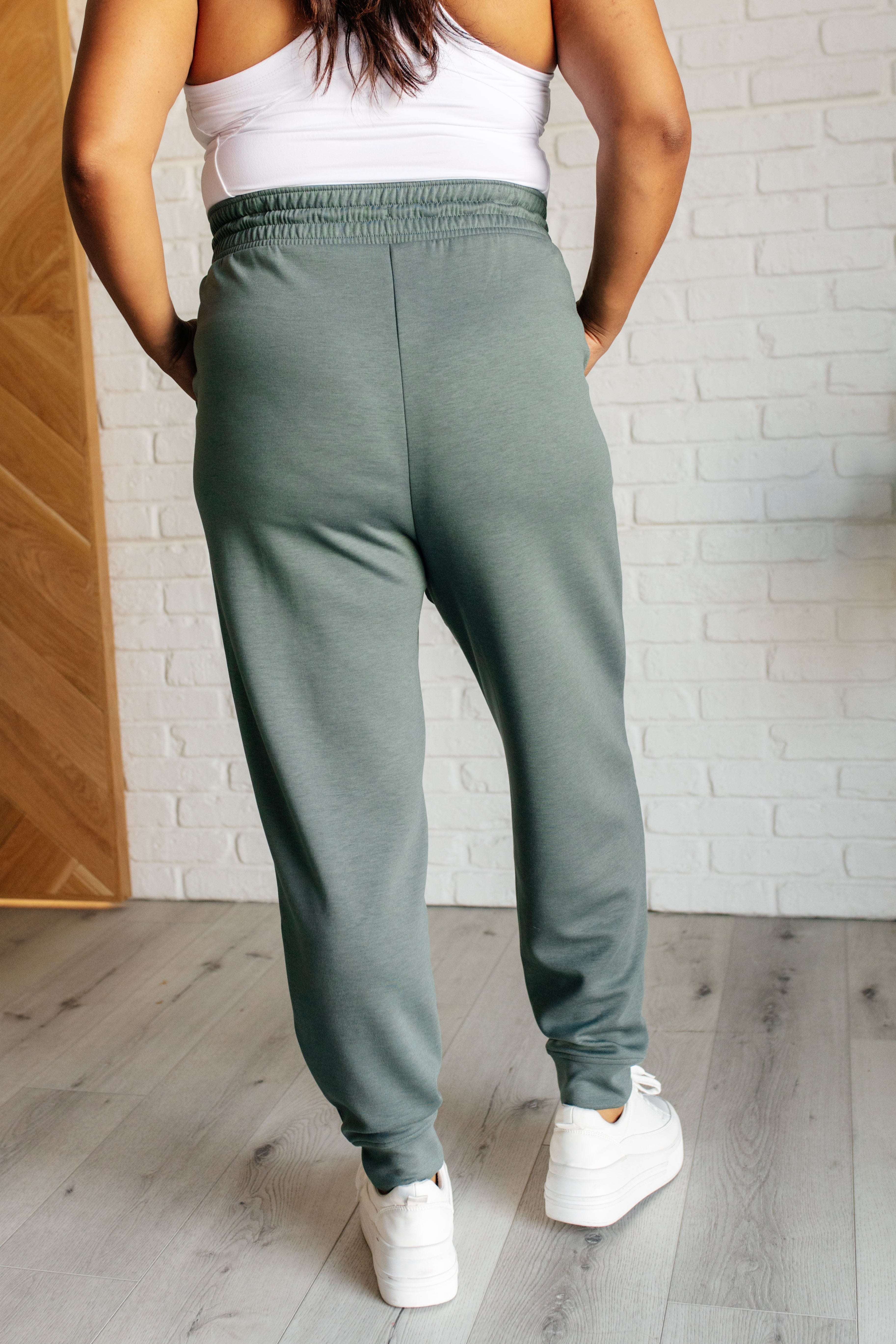 Center Seam Scuba Joggers in Ash Jade - Evergreen Boutique