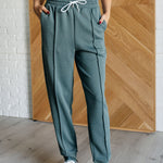 Center Seam Scuba Joggers in Ash Jade - Evergreen Boutique