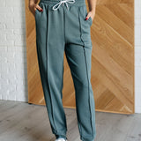 Center Seam Scuba Joggers in Ash Jade - Evergreen Boutique