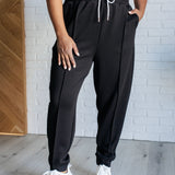 Center Seam Scuba Joggers in Black - Evergreen Boutique