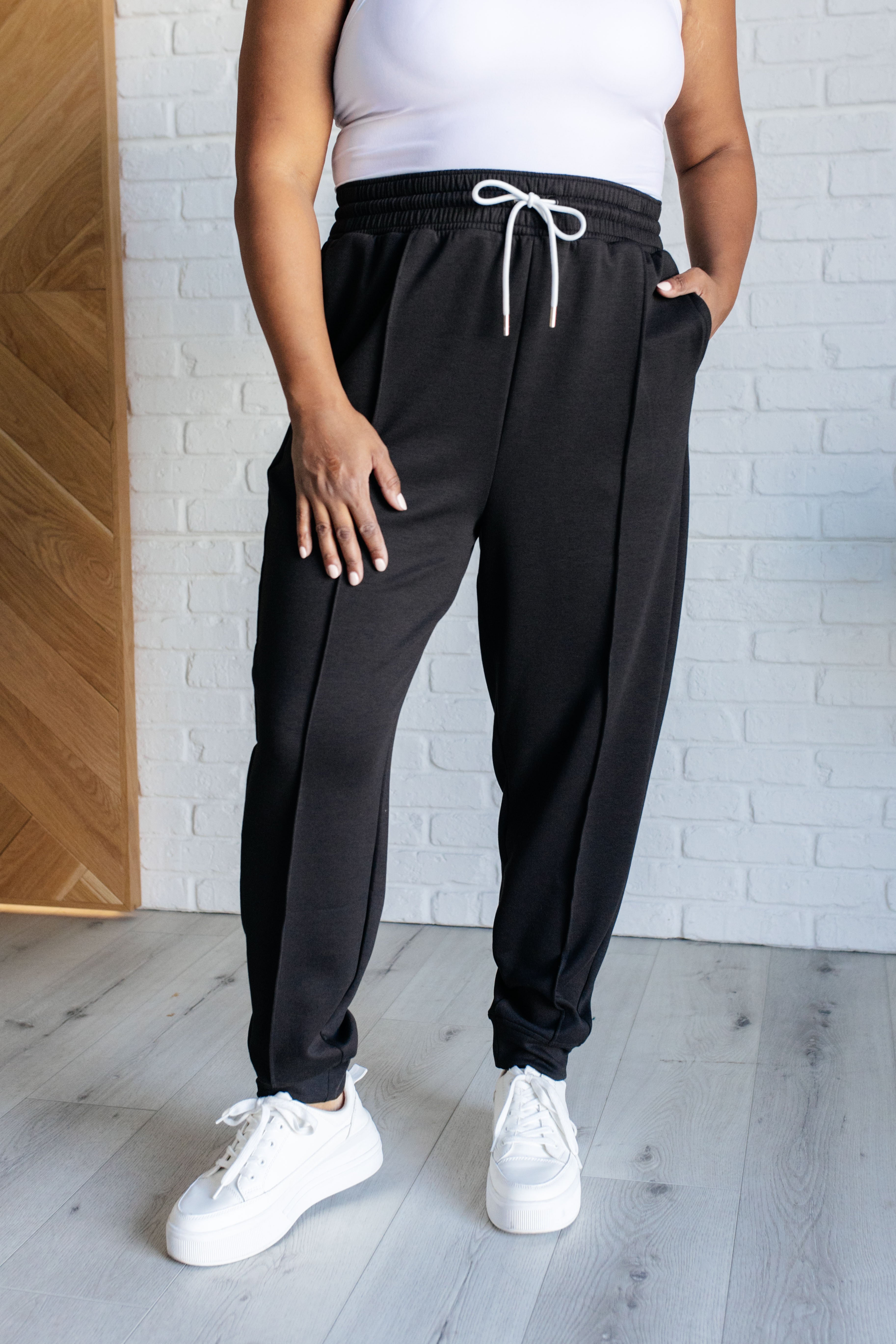 Center Seam Scuba Joggers in Black - Evergreen Boutique