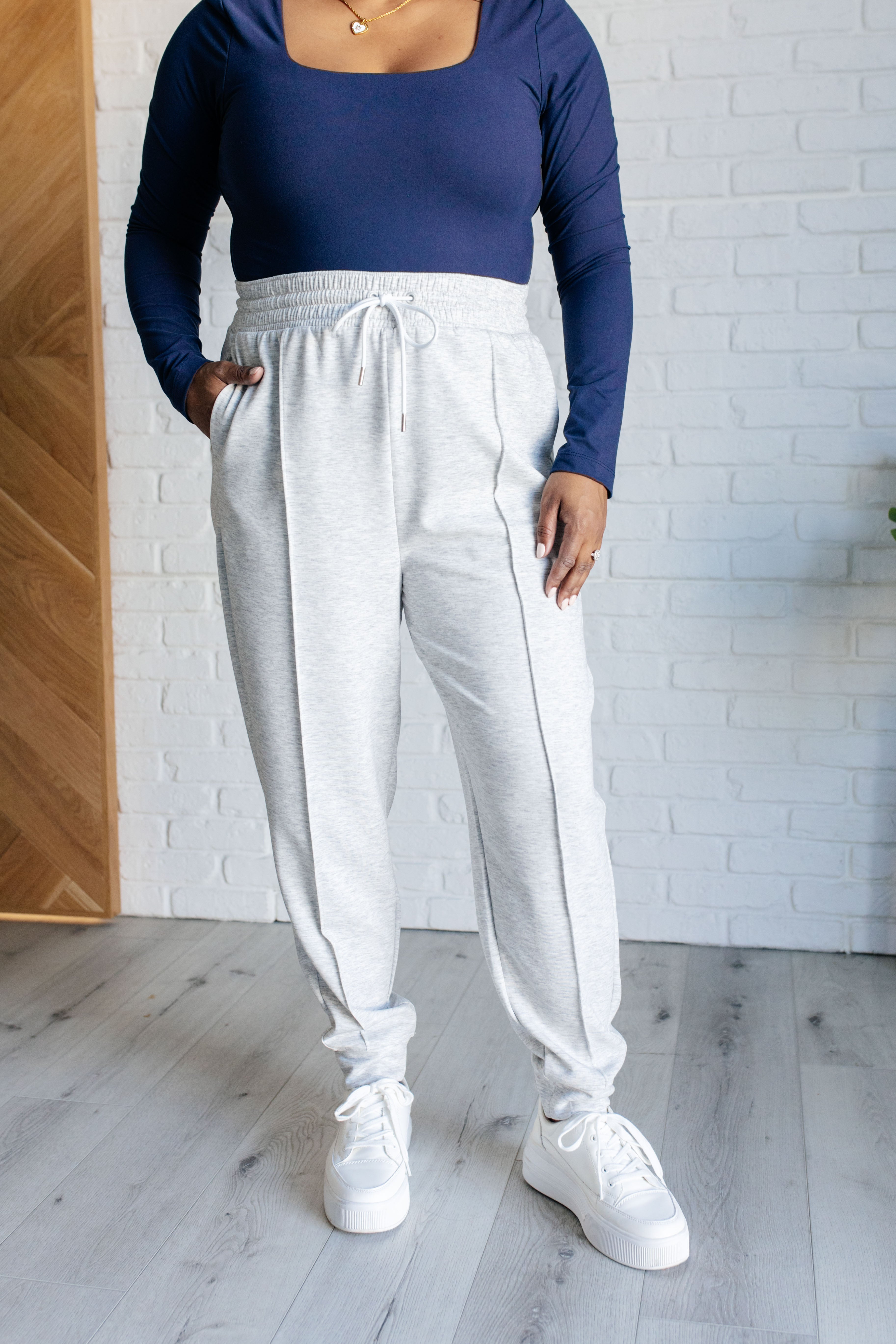 Center Seam Scuba Joggers in Heather Grey - Evergreen Boutique