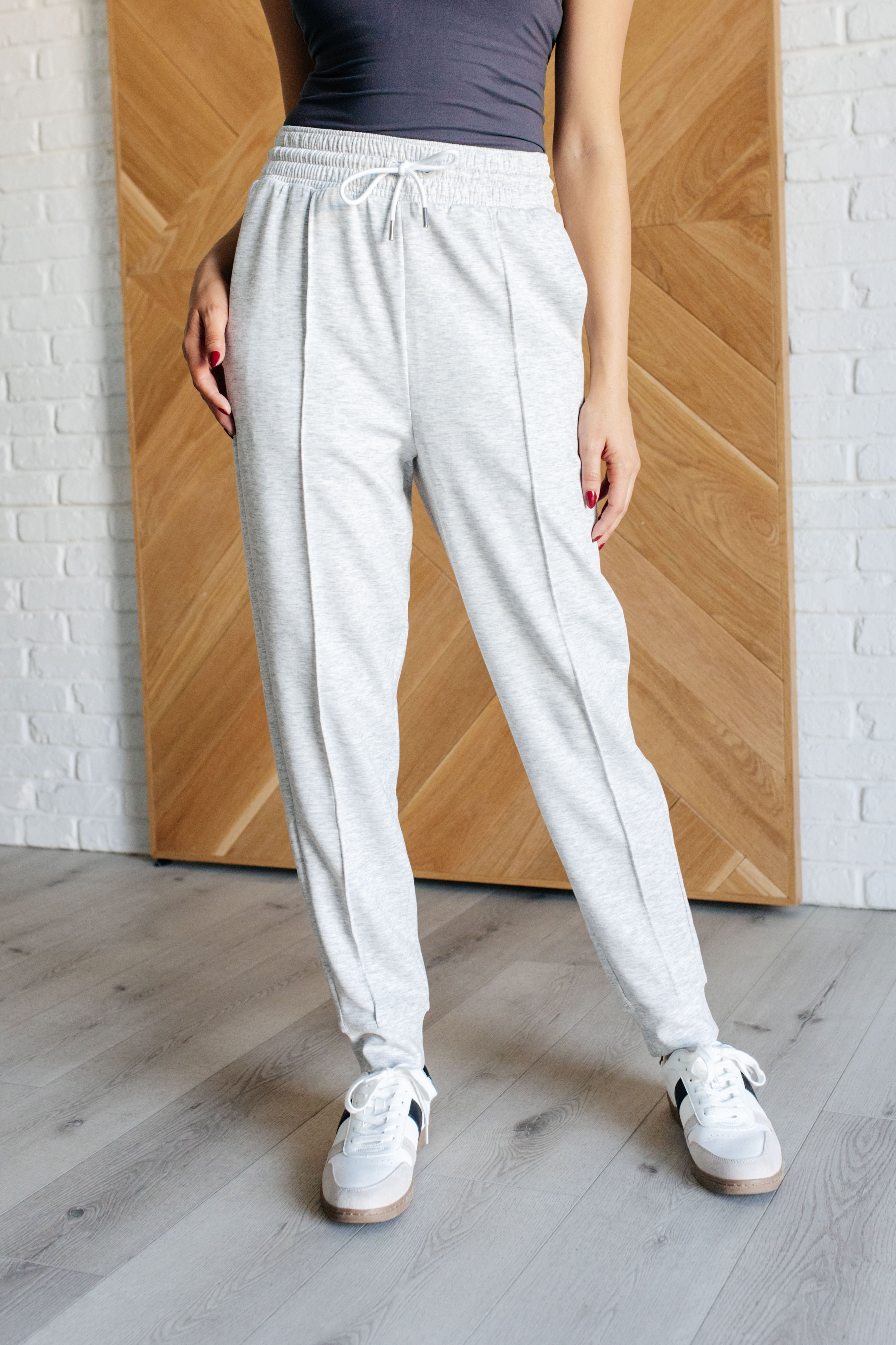 Center Seam Scuba Joggers in Heather Grey - Evergreen Boutique