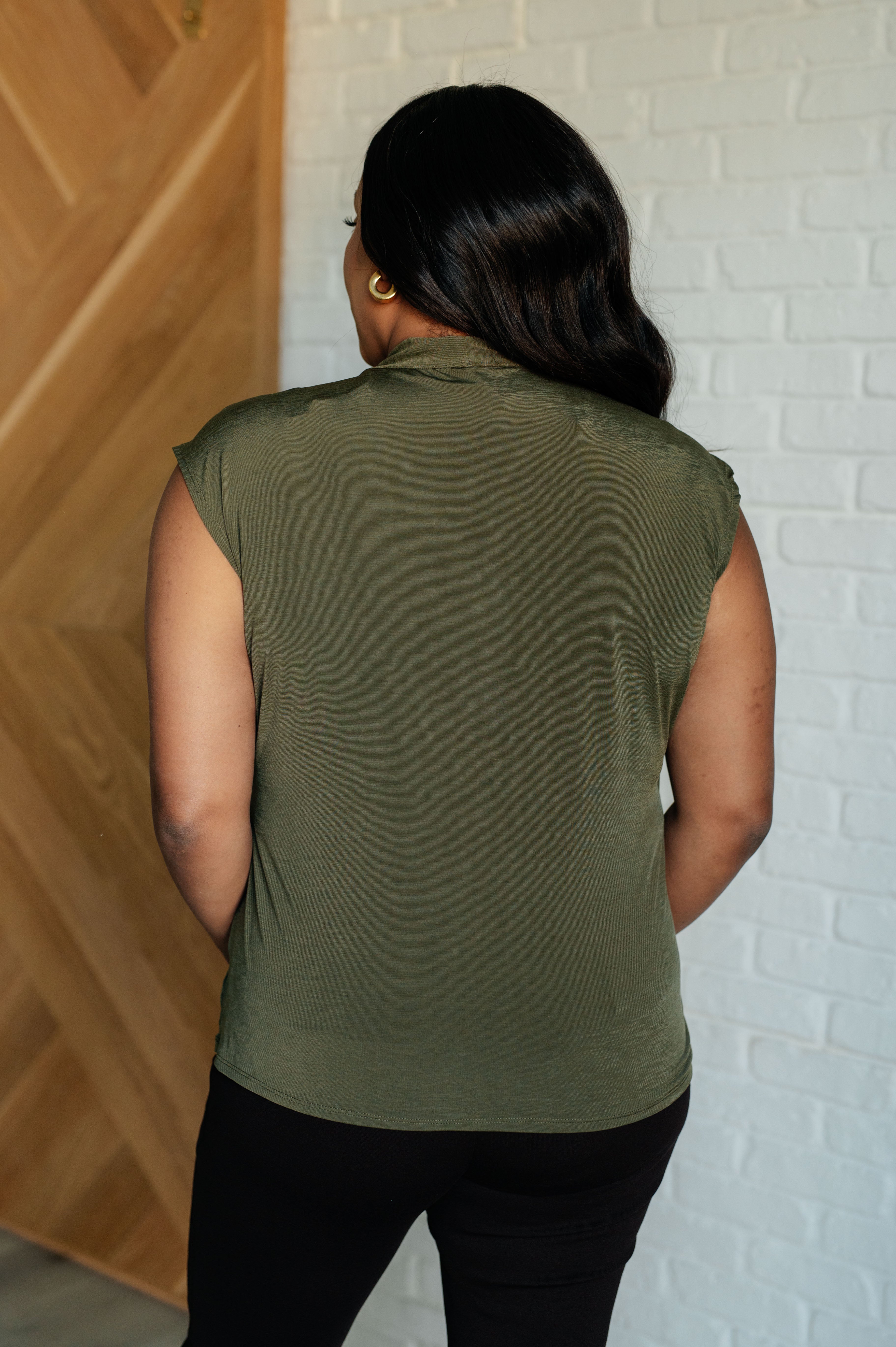 Classic Surplice Front Top in Olive - Evergreen Boutique