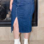 Denim Midi Skirt - Evergreen Boutique