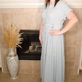 Button Front Tiered Denim Maxi Dress - Evergreen Boutique