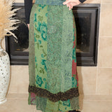 Boho Fusion Wrapped Look Midi Skirt - Evergreen Boutique