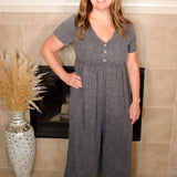 Mineral Wash Wide Leg Jumpsuit - Evergreen Boutique