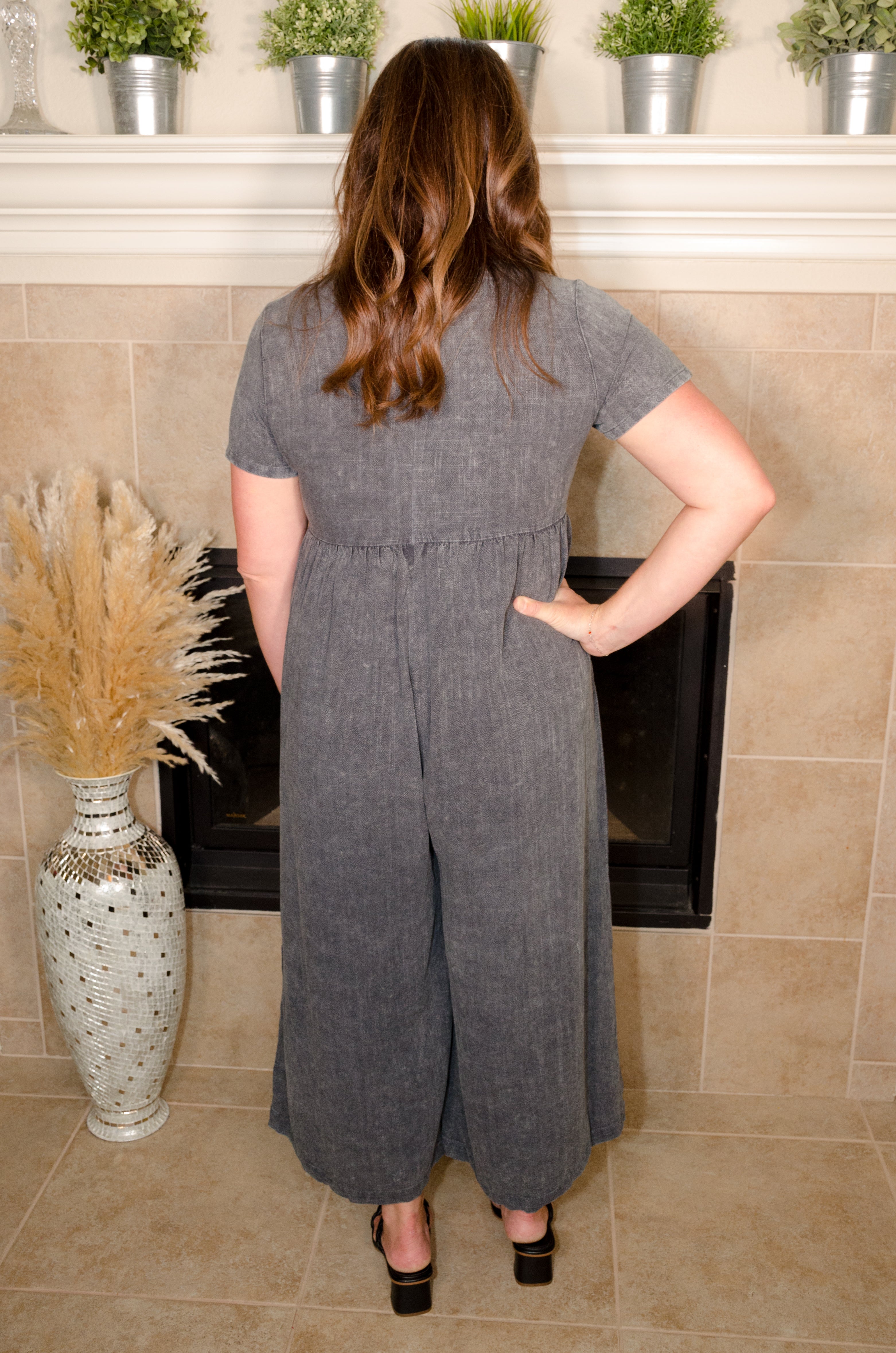 Mineral Wash Wide Leg Jumpsuit - Evergreen Boutique