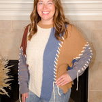 Color Block Sweater with Drawstring Details - Evergreen Boutique