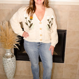 Flower Embroidered Knit Cardigan - Evergreen Boutique