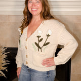 Flower Embroidered Knit Cardigan - Evergreen Boutique