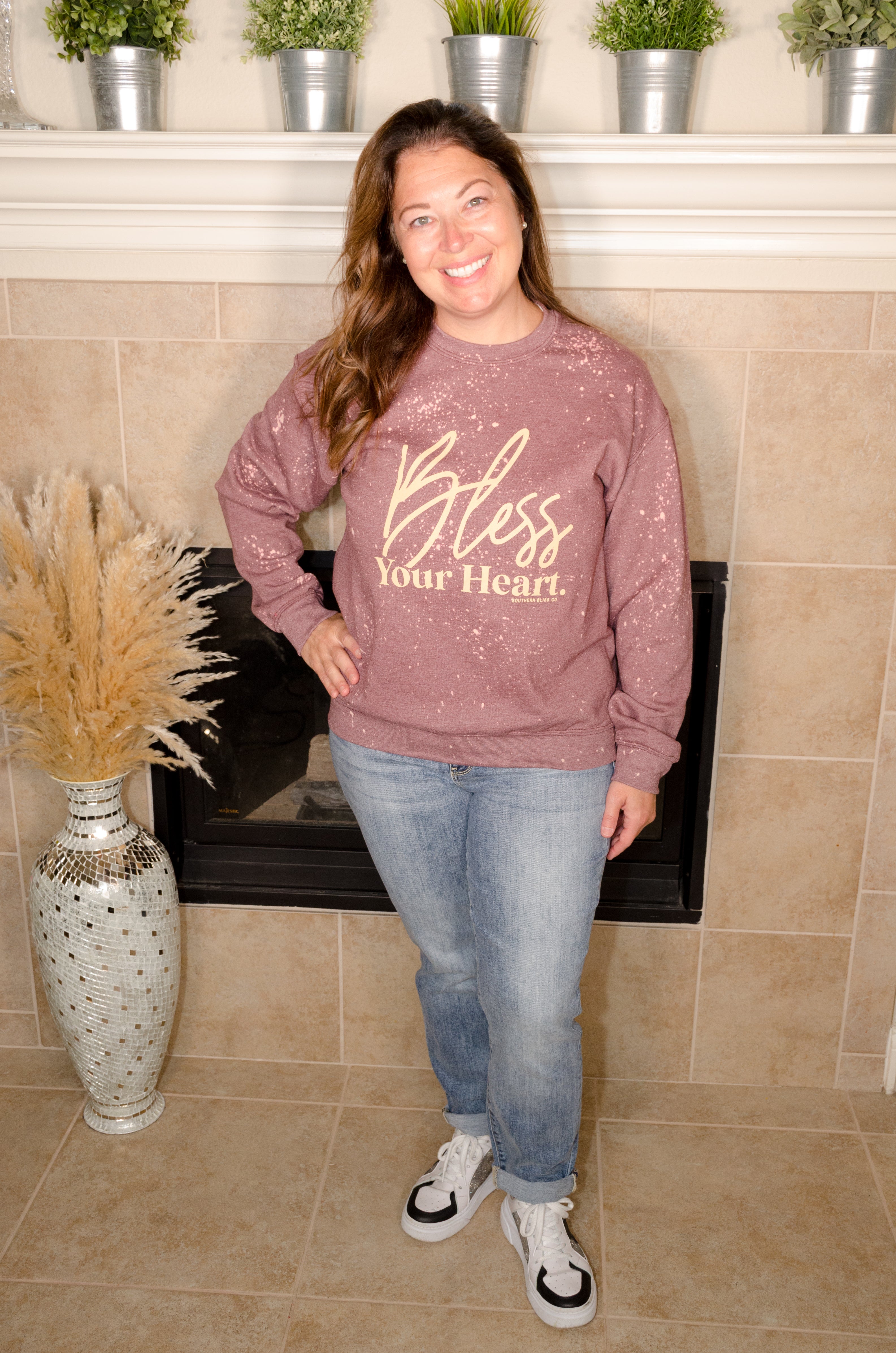 Bless Your Heart Bleached Sweatshirt - Evergreen Boutique