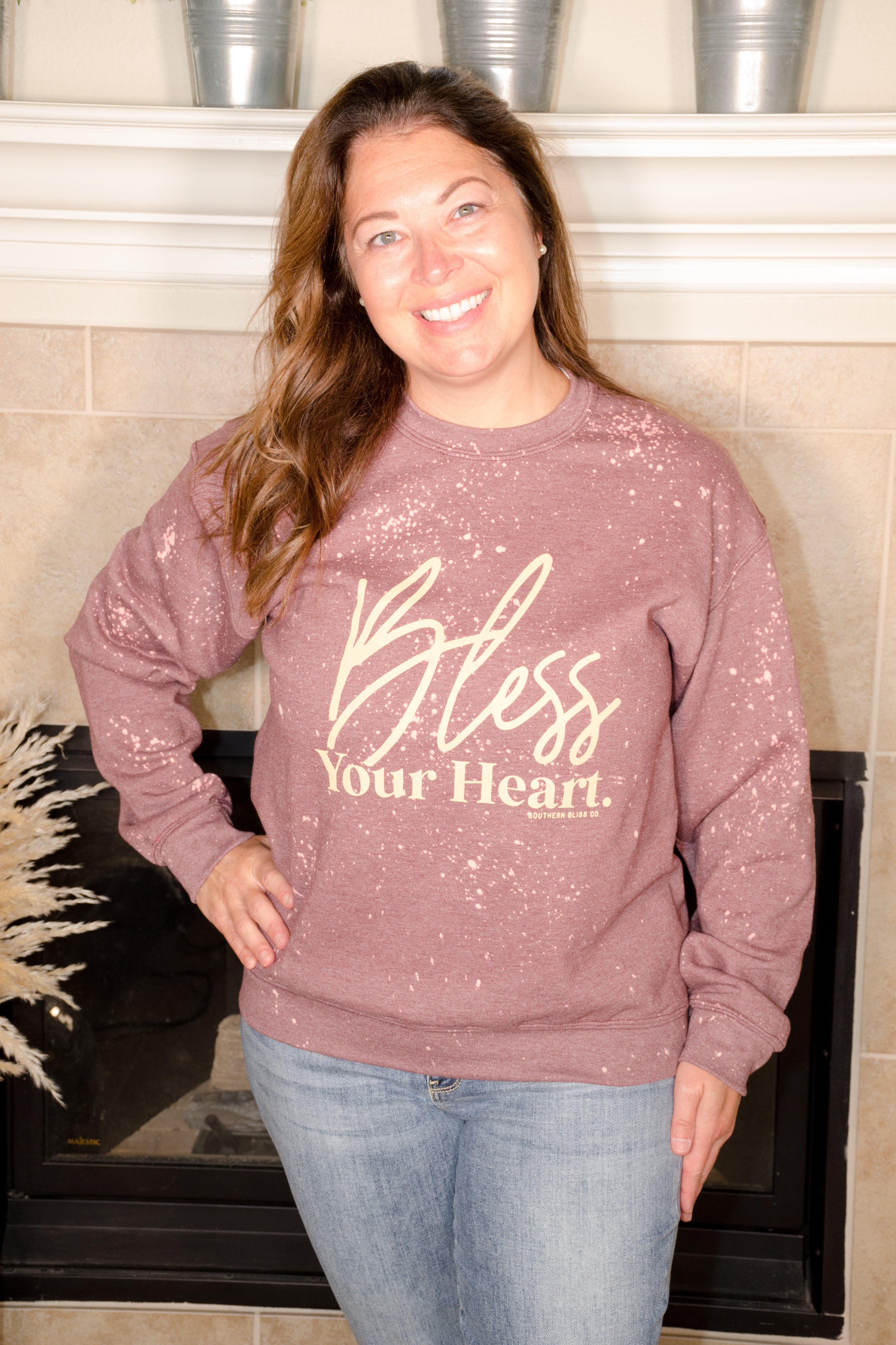 Bless Your Heart Bleached Sweatshirt - Evergreen Boutique