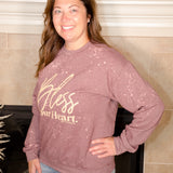 Bless Your Heart Bleached Sweatshirt - Evergreen Boutique