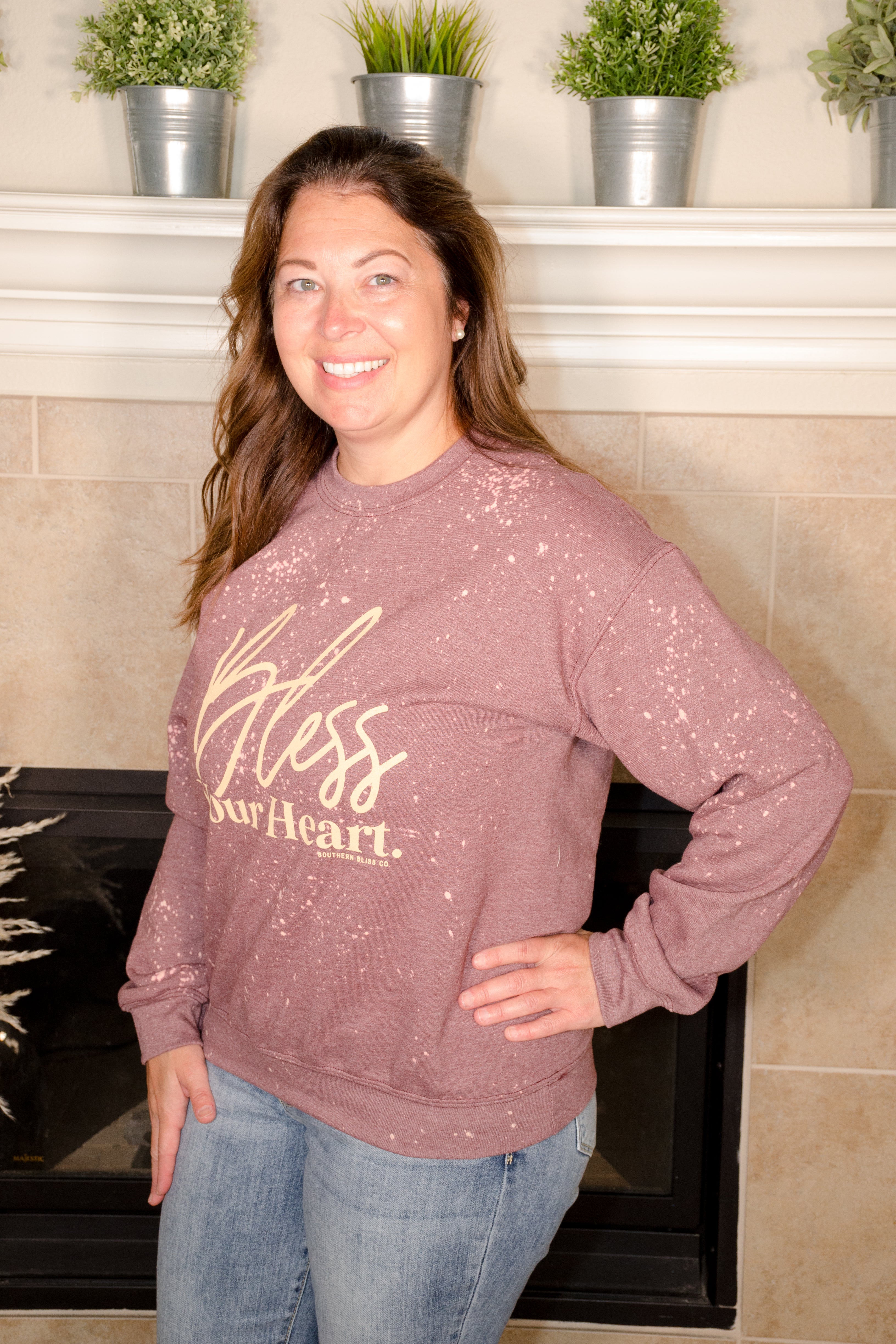 Bless Your Heart Bleached Sweatshirt - Evergreen Boutique