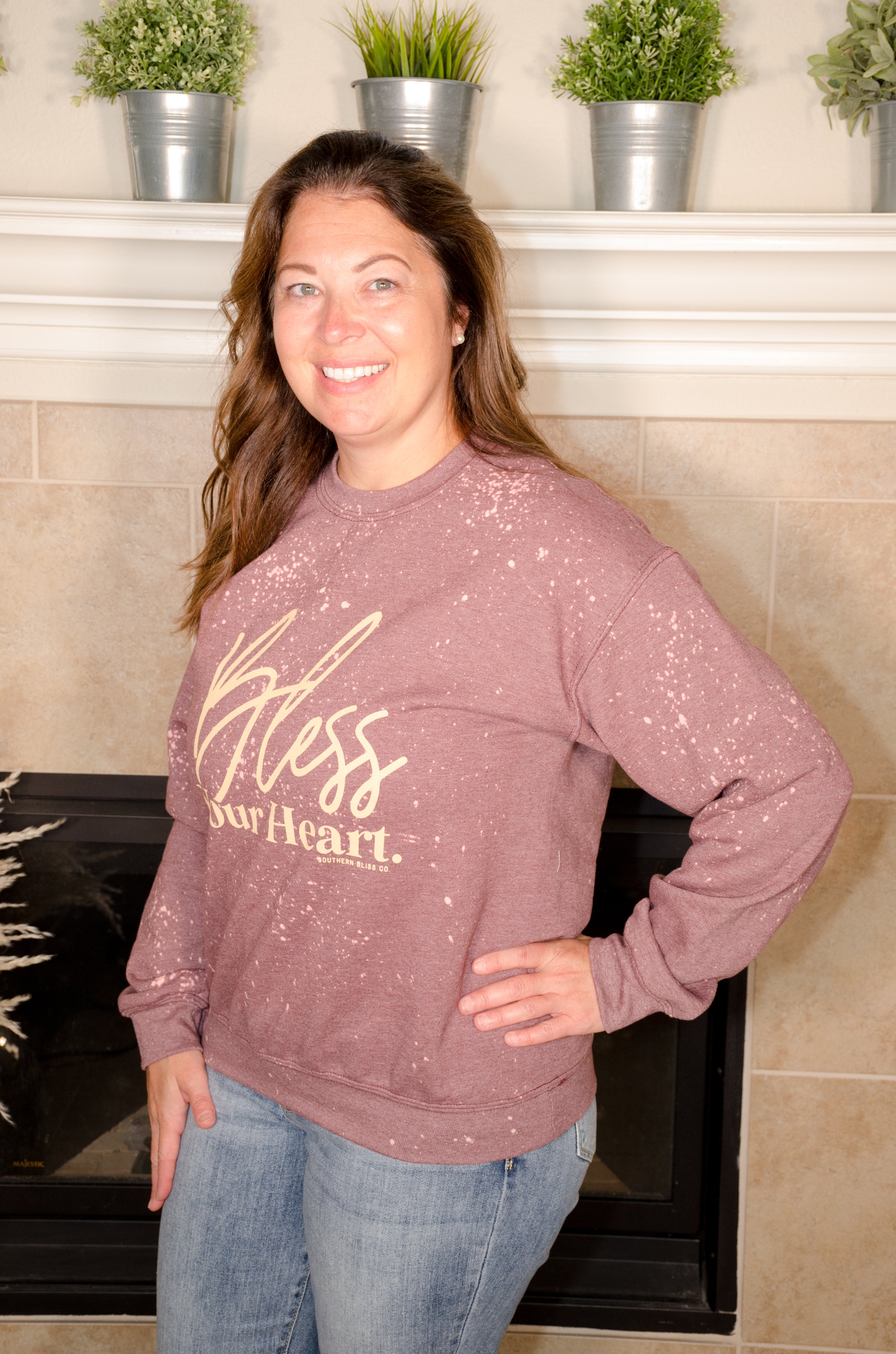 Bless Your Heart Bleached Sweatshirt - Evergreen Boutique