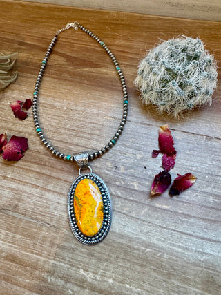 Oval Pendant - sterling silver with bumblebee jasper - Evergreen Boutique