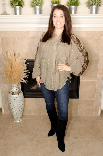 Bohemian Elegance Stonewashed Top - Evergreen Boutique