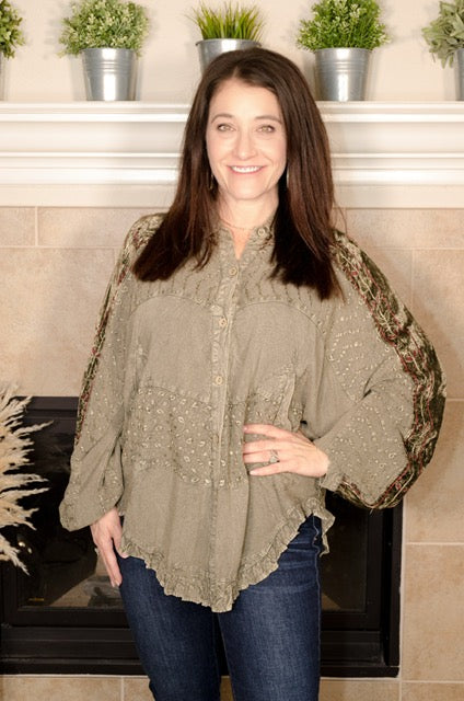 Bohemian Elegance Stonewashed Top - Evergreen Boutique