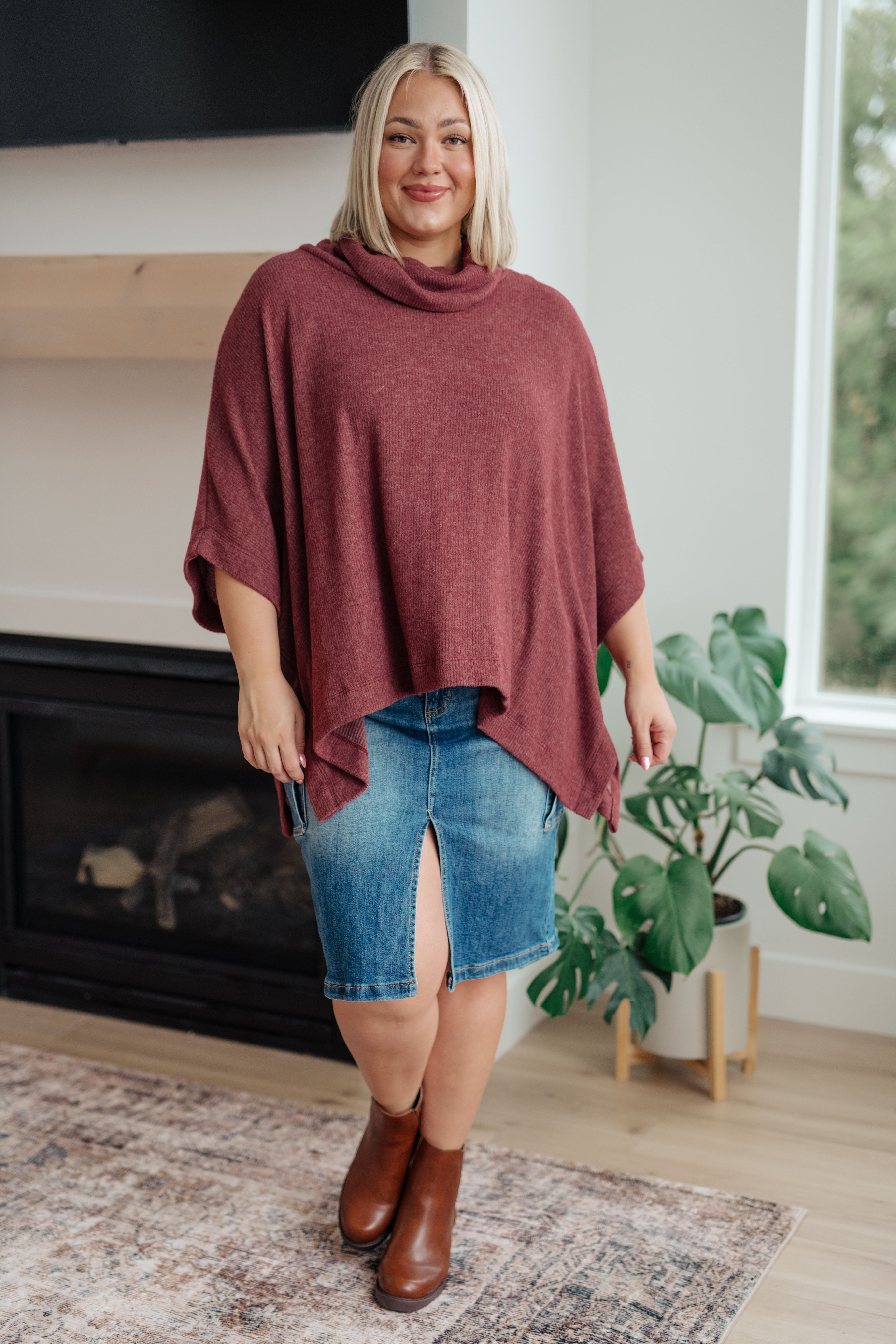 Forgive Me Cowl Neck Poncho - Evergreen Boutique