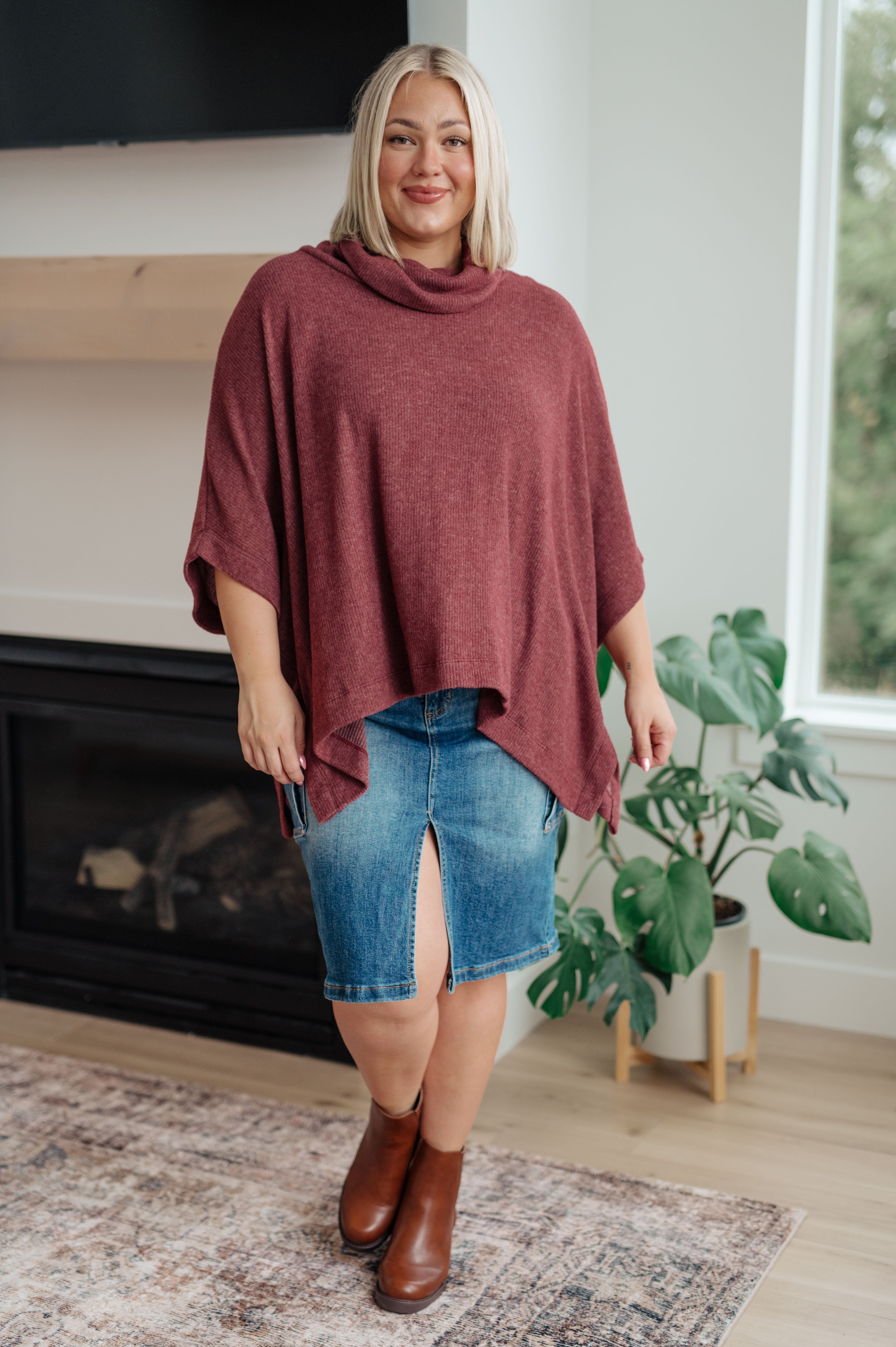 Forgive Me Cowl Neck Poncho - Evergreen Boutique