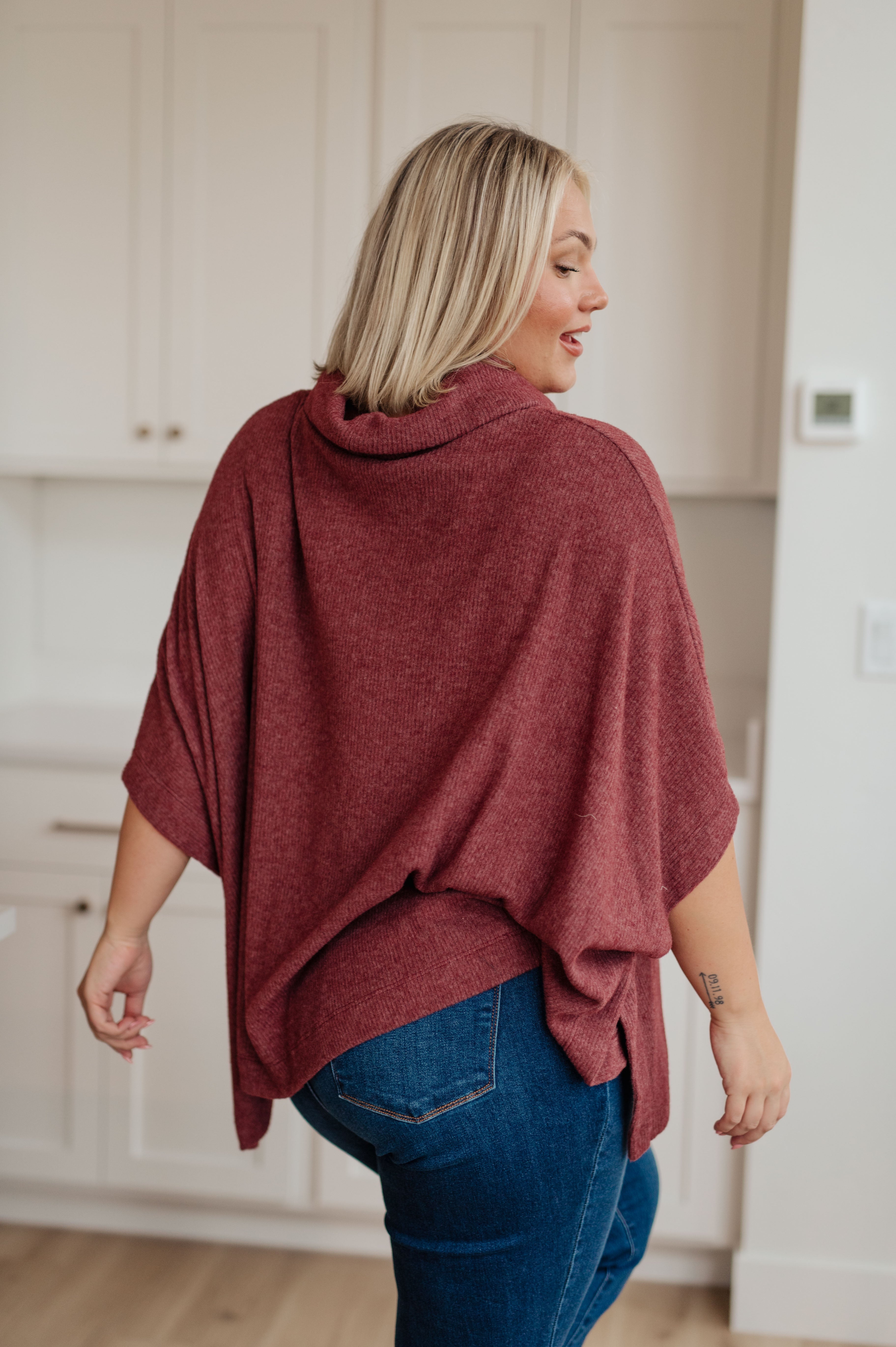 Forgive Me Cowl Neck Poncho - Evergreen Boutique