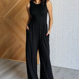 Hilary Wide Leg Jumpsuit in Black - Evergreen Boutique