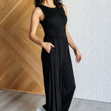 Hilary Wide Leg Jumpsuit in Black - Evergreen Boutique