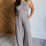 Hilary Wide Leg Jumpsuit in Grey - Evergreen Boutique