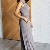 Hilary Wide Leg Jumpsuit in Grey - Evergreen Boutique